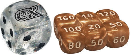 SV Prismatic Evolutions Clear Sparkle Die w/ Light Brown dice set